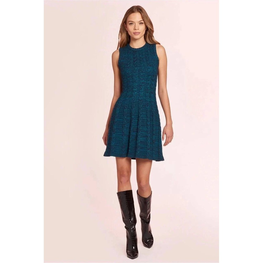 Amanda Uprichard Sleeveless Cable Knit Mini Dress Medium Teal Space Dye Boho